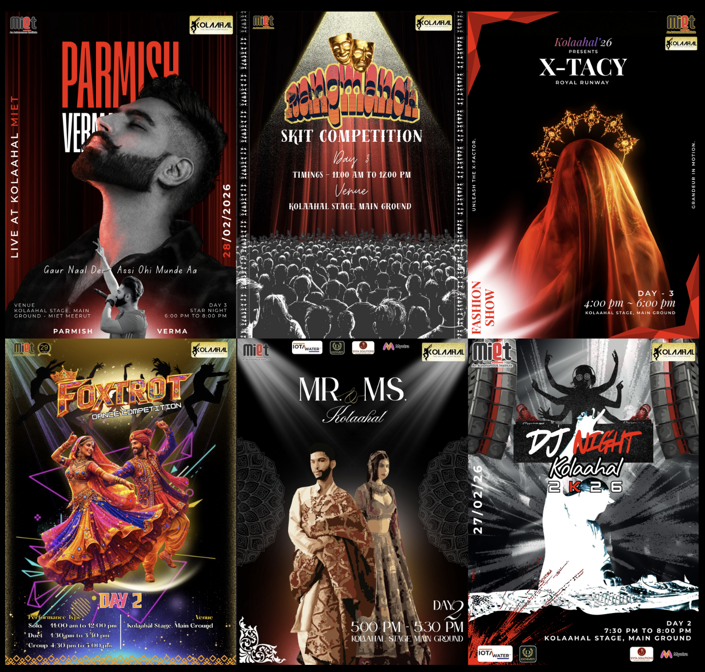 Kolaahal MIET event poster designs